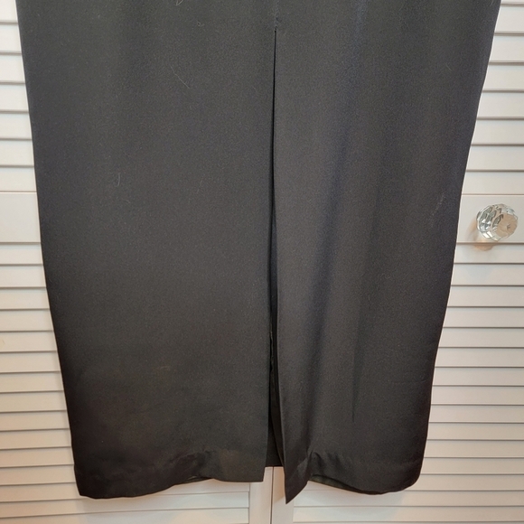 VTG ELLIETTE Silk Sheath Modest Dress Gown Black Embellish Neck Sleeveless Sz 10 - Picture 4 of 14